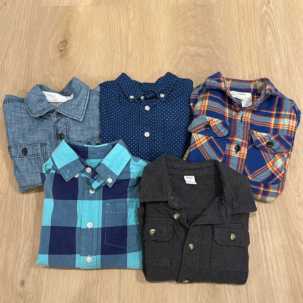 Lot of 5 BOYS long sleeve button down shirts (mix labels) - size 3T